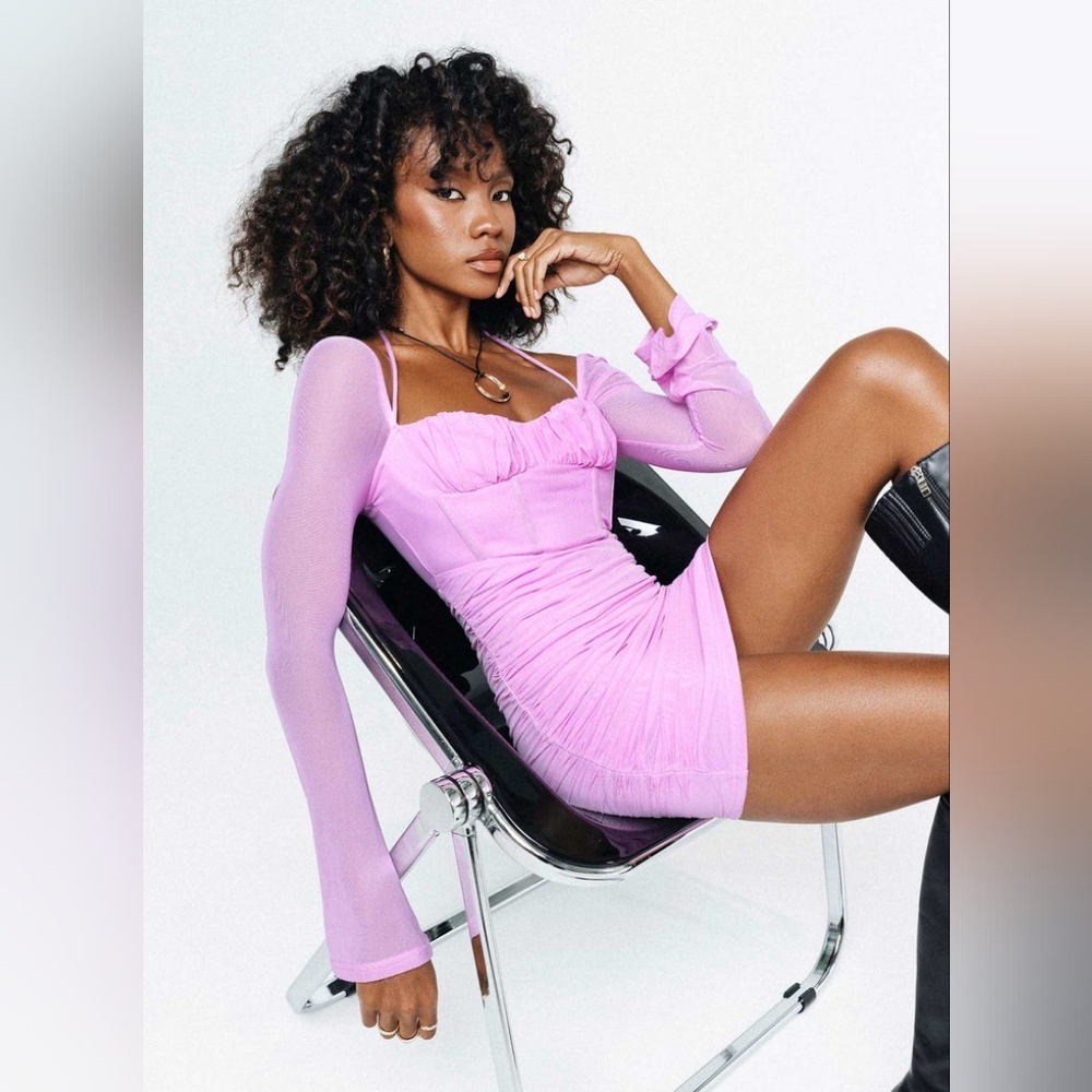 Princess Polly PERABO Purple Long Sleeve Mini Dress available in size 4